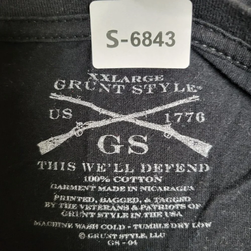 Grunt Style Men Shirt 2XL Black Graphic‎ Print Flag Biohazard Logo Short